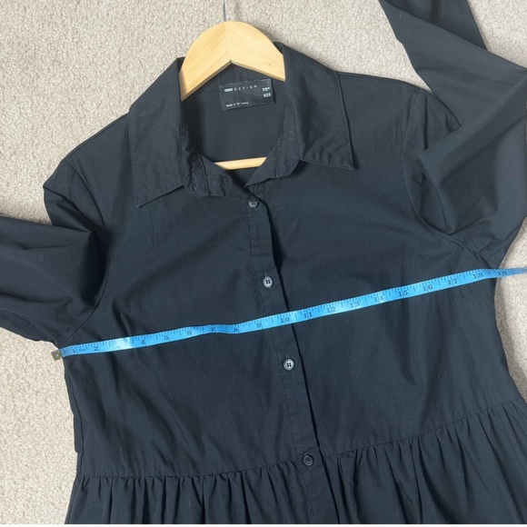 NEW Asos Shirt Dress Poplin Cotton Long Sleeve Button Front Collar Pleat Waist - Picture 7 of 11